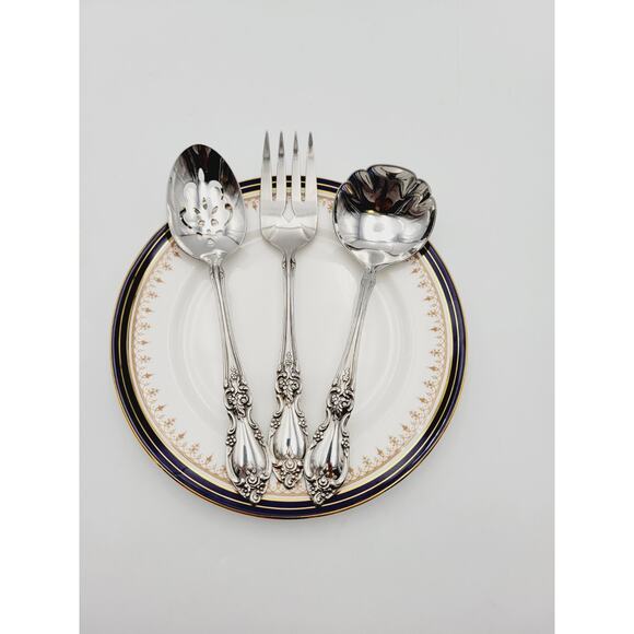 Oneida Community LOUISIANA Glossy Stainless Flatware Set Serving Pieces Vtg - Picture 1 of 8